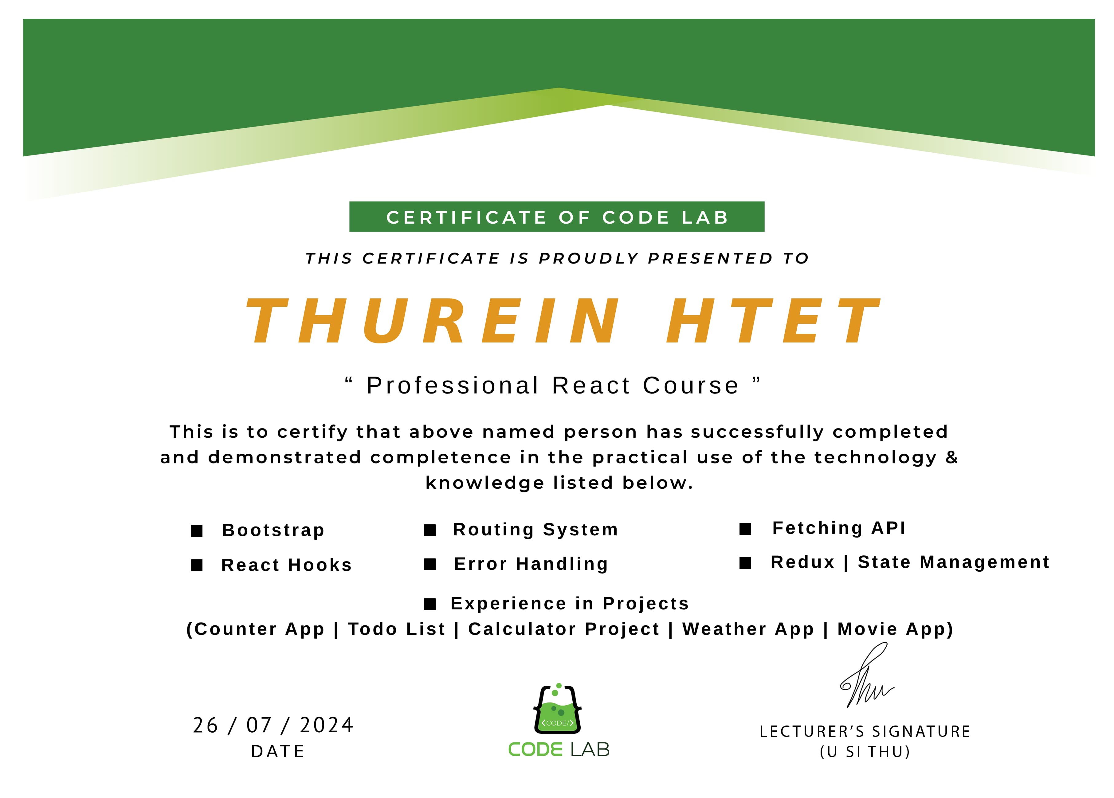 Professional React Course